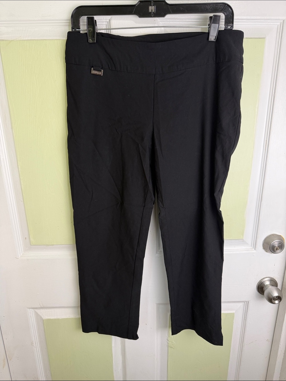 (1662) Peck & Peck Black Cropped Stretch Pull-On Pants, Size: 8